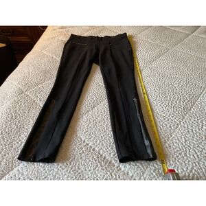 Unbranded Ponte Knit Leggings Womens L Black Excellent Faux Leather Trim Stripe